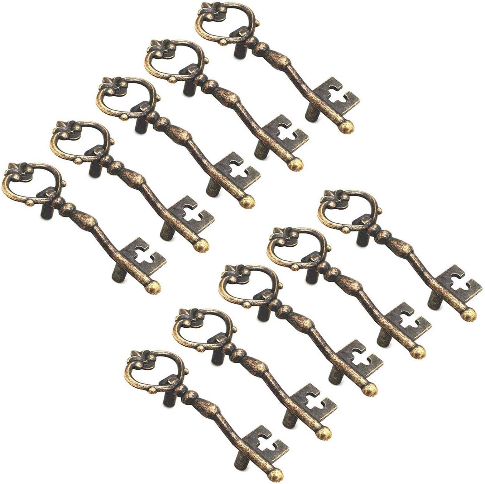20pcs Antique Zinc Alloy Bronze Knobs Pulls Handles-Antique Key Shape Decorative Kitchen Cabinet Cupboard Furniture Door Drawer Knobs Pulls Handles Hardware Decor (10 Pcs)