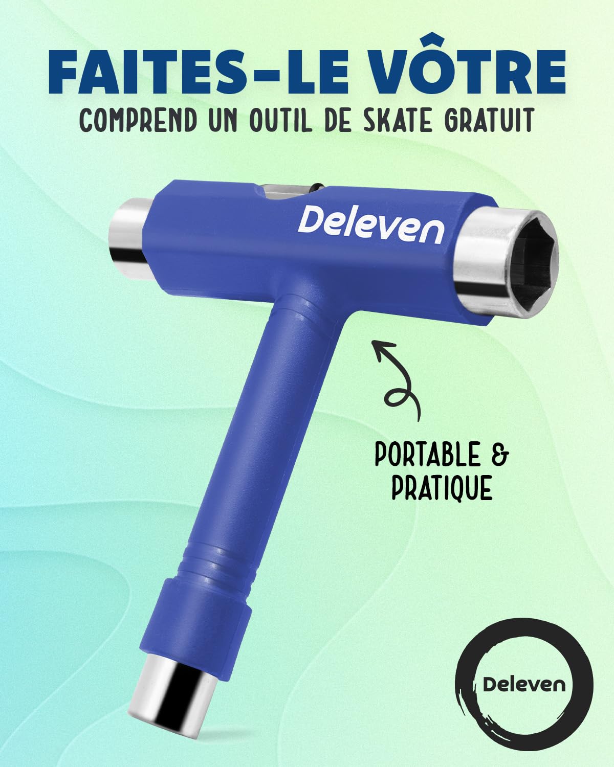 Deleven Skateboard 56cm avec Roues LED, Outil de Skate et Roulements ABEC 7 - pour Enfants Débutants Filles Garçons Adolescents Adultes