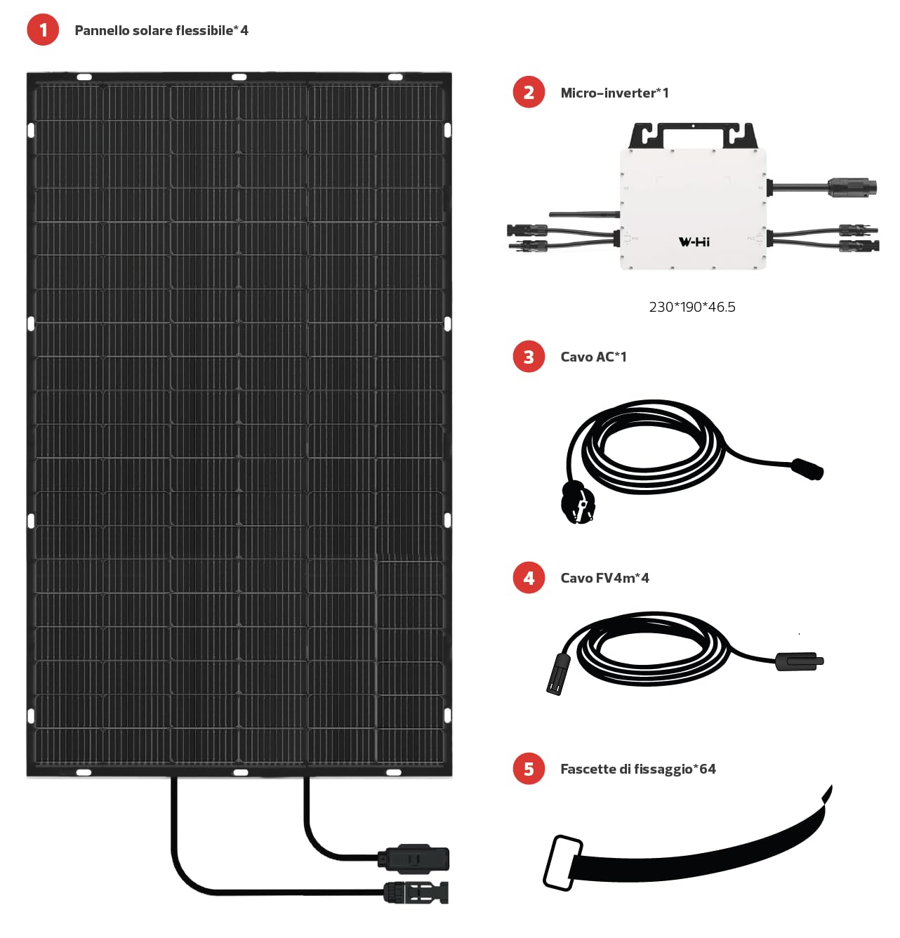 Western CO | Kit Balcone | Pannello Fotovoltaico Microinverter, Moduli Fotovoltaici FV Flessibili, Kit Pannelli Solari, Pratica Semplificata