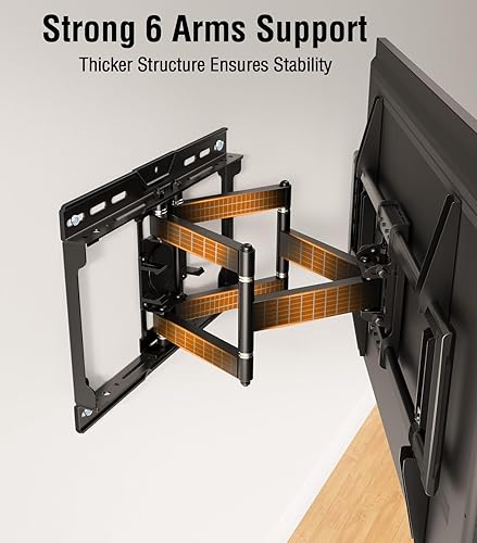 Miniatura 6 de ELIVED Soporte de pared para TV para la mayoría de televisores QLED OLED de 37 a 82 pulgadas, 8 rodamientos de bolas suaves y giratorios extendidos