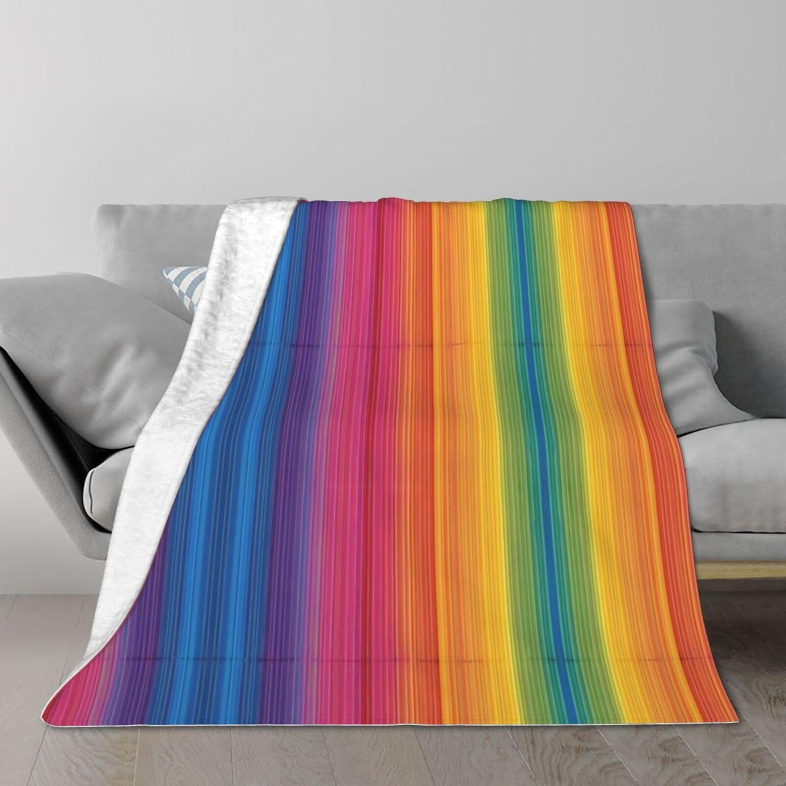 Couverture en peluche arc-en-ciel 203x152 cm pour lit et canapé