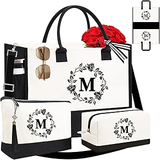Adyoung Monogrammed Tote Bags, 3PCS Initial Personalized Monogram Tote B...