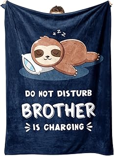 Leebbsin Funny Brother Gifts, Brother is Charging Sloth Blanket 60" x 50"