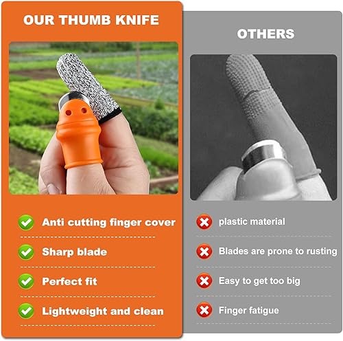 Miniatura 5 de Juego de cuchillos de pulgar para jardineros, podadoras de dedos, dispositivo de recolección de cocina, herramientas de jardinería portátiles,