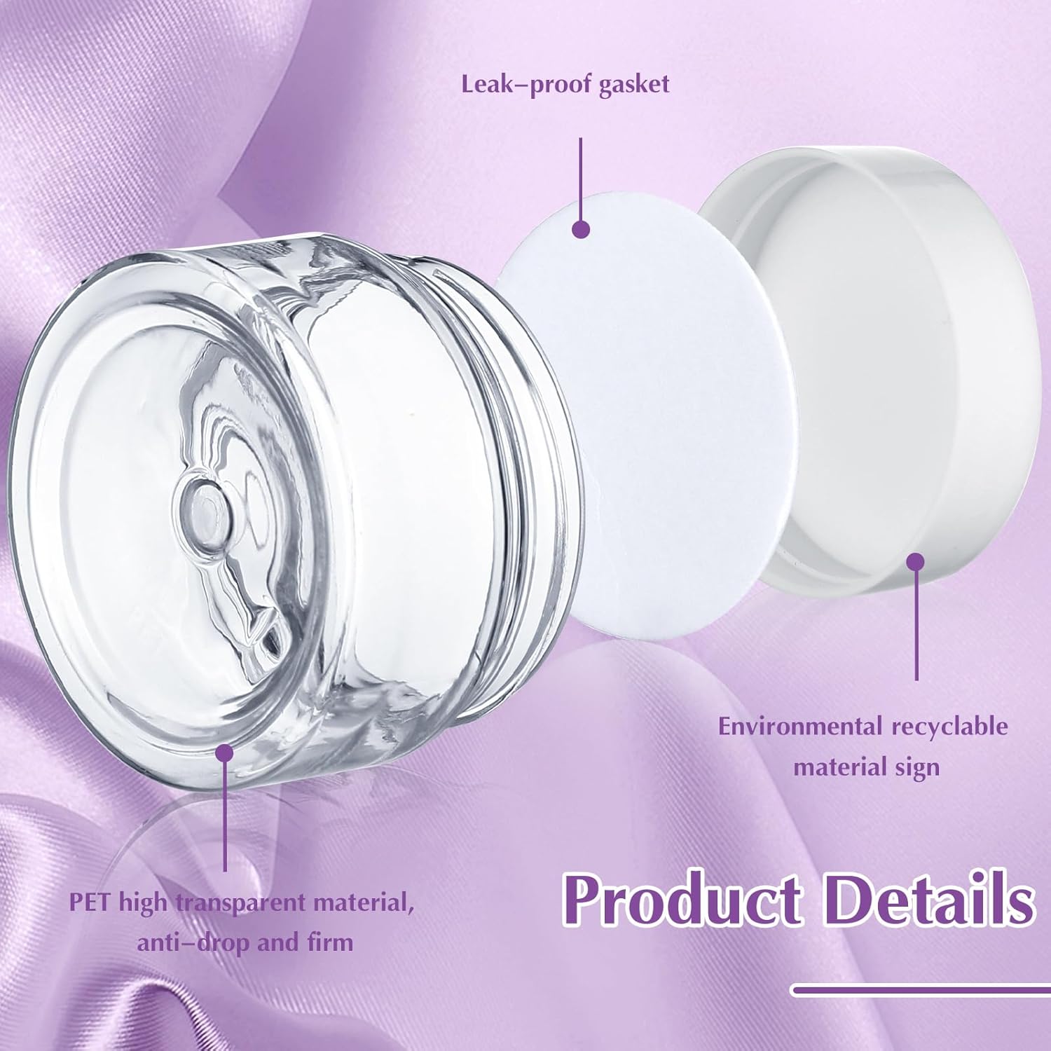 SATINIOR 100 Pcs Plastic Jars with Lids Small Containers Lids Wide Mouth Small Plastic Containers for Lotion Cream Rhinestones Body Butters Travel Storage(4 oz,White)