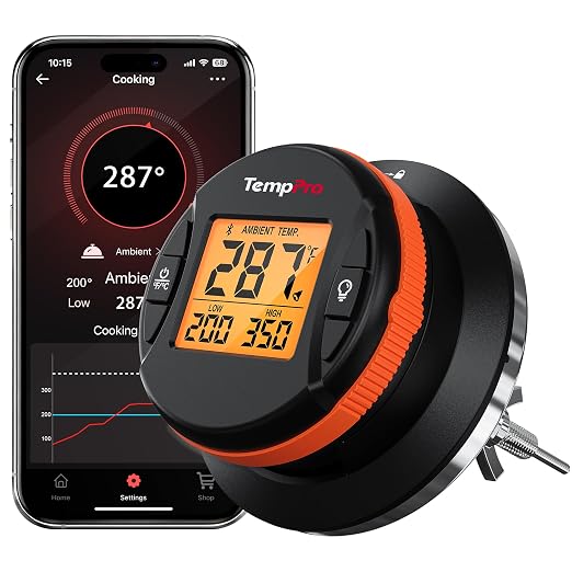 TempPro TempGauge Bluetooth Grill Thermometer with LCD Display & App