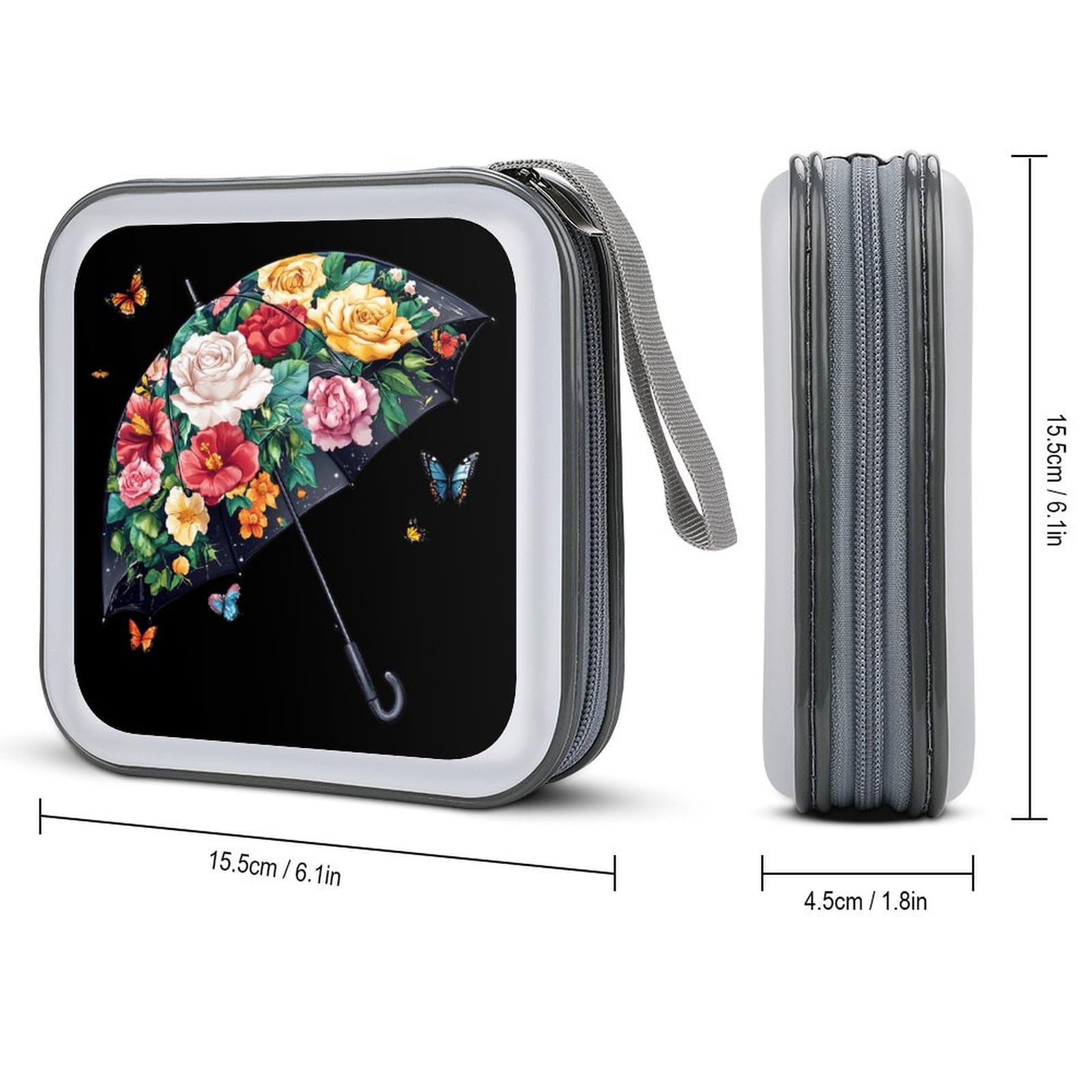Umbrella No Rain No Flowers CD Case Plastic DVD Case Holder Wallet Disc Storage Organizer for Car Travel