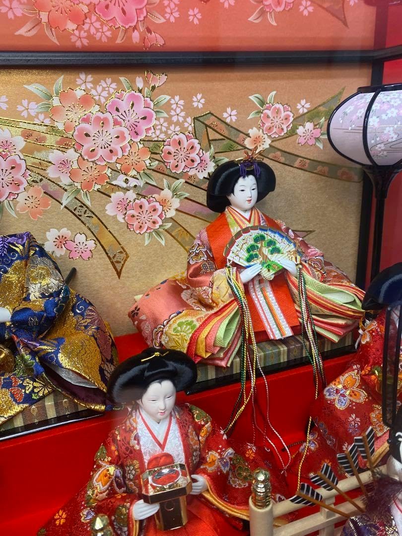 東京久月 雛人形オルゴール付き七人飾り 間口約61×奥行約40