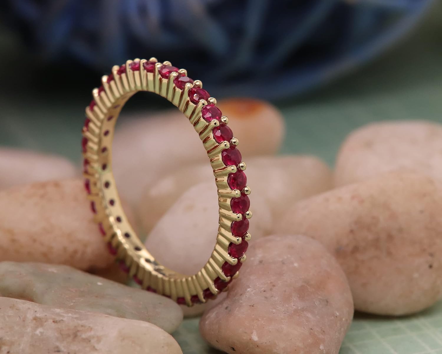 Dazzlingrock Collection Round Ruby Dainty Eternity Stackable Band for Her in 14K Solid Gold
