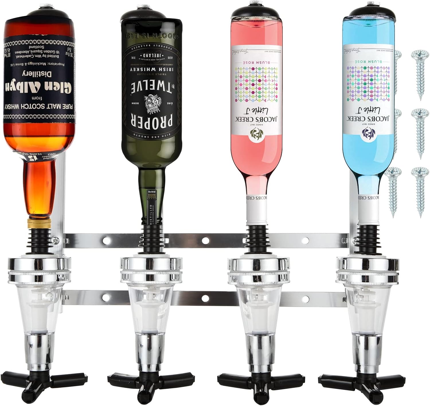 FWEEK 4 Bottle Optics for Spirits Bar Butler Wall Mounted Bottle