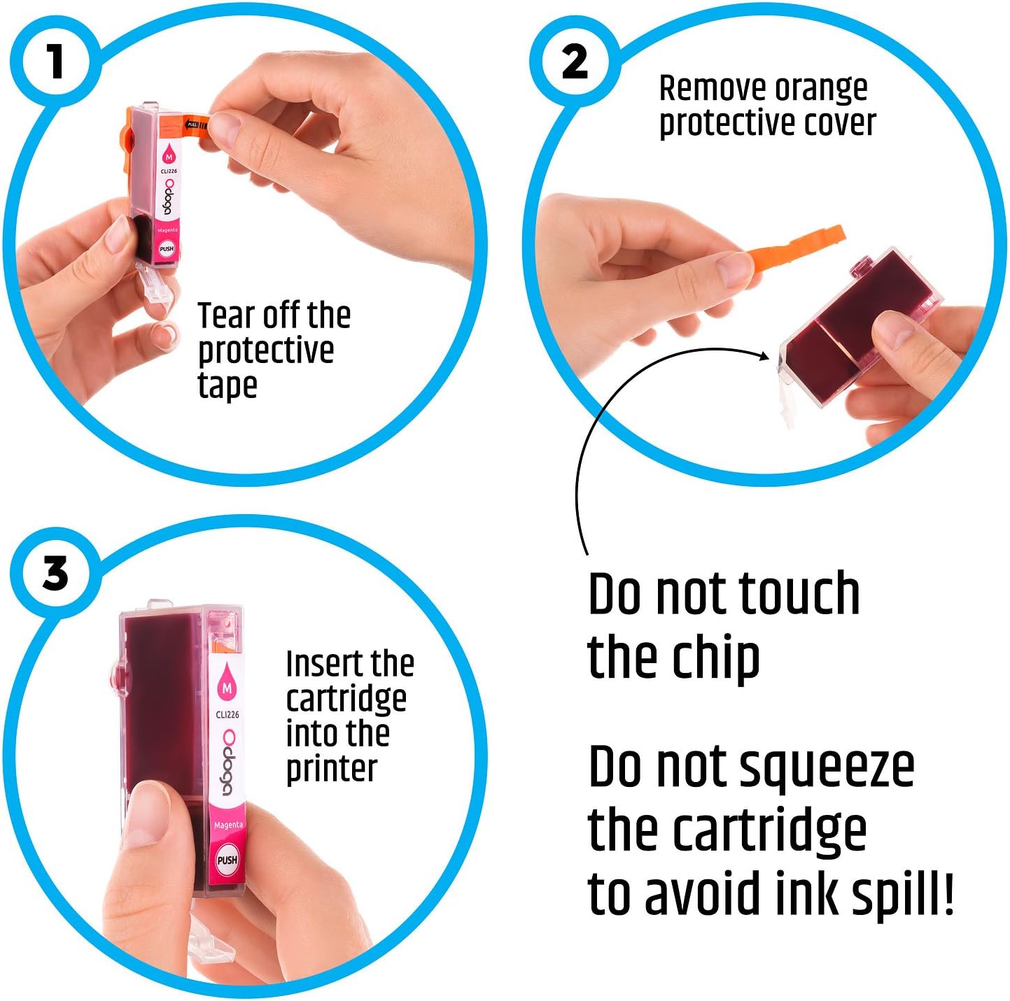 Odoga Ink Cartridge PGI-225XL PGI-225 CLI-226XL CLI-226 High Yield Combo Pack Replacement MG5220 MG5320 MG6220 MG6120 MG8120 iP4820M MX892 MX895 MX882 [4 XL Black 4 Black 4 Cyan 4 Magenta 4 Yellow]