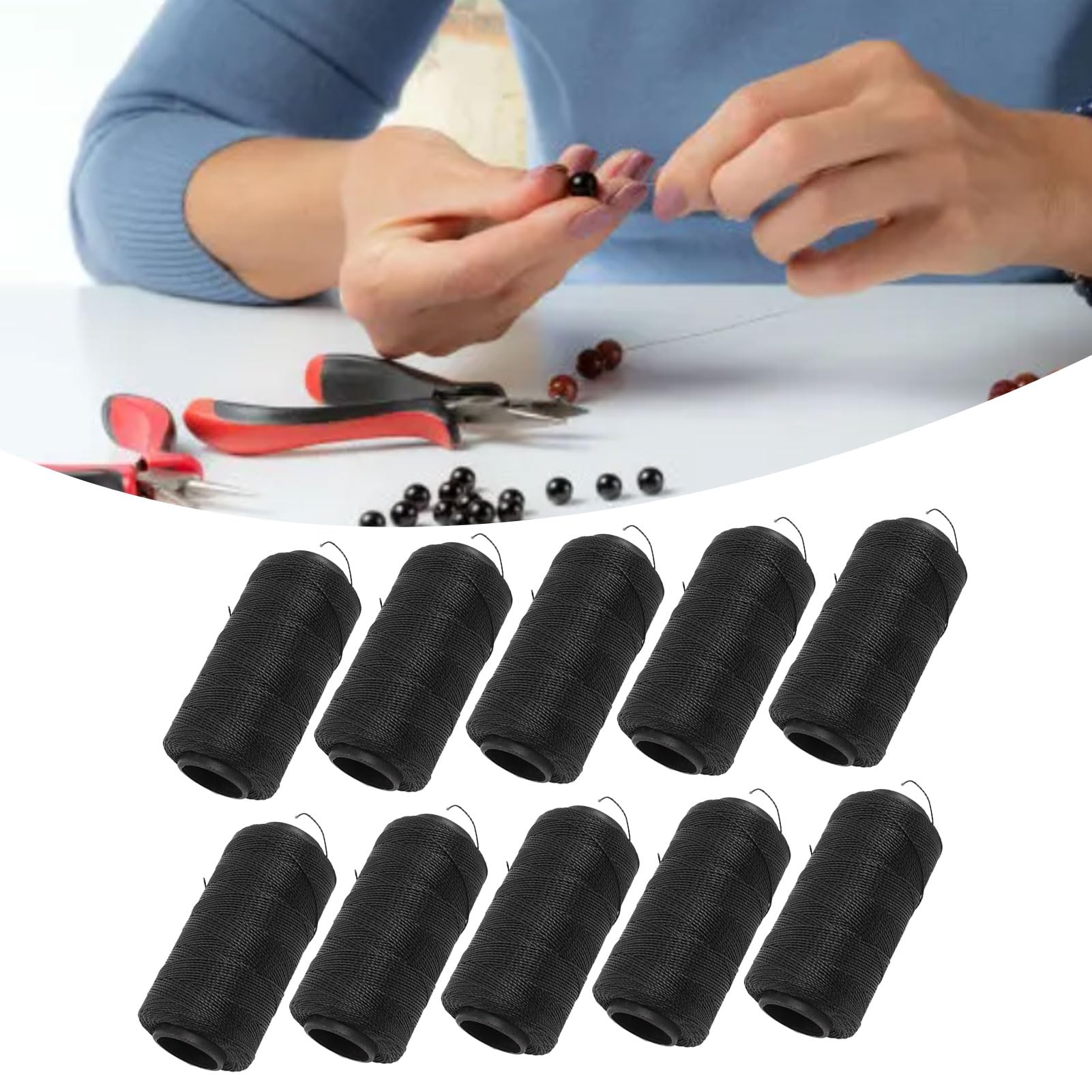 10 hilos elásticos de coser, cordón elástico, carrete elástico de corte, hilo elástico fruncido, hilo elástico negro impermeable para bordado