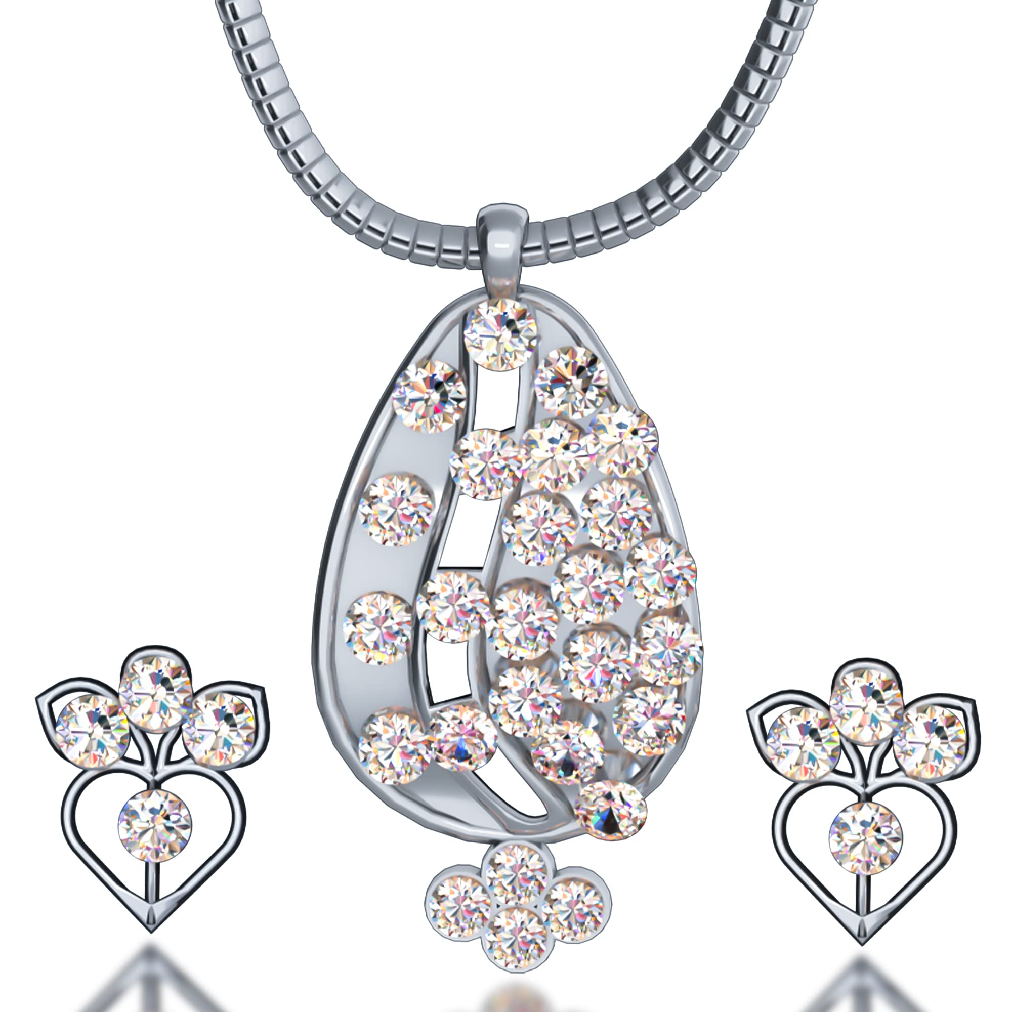 Mudtale Silver Plated Alloy Necklace Set with Earrings For Women And Girls Stylish With CZ Stones Pendant Locket Lucky Charm Combo Gift For parties, Wedding, Anniversary, Wife, Mom, Sister, Girlfriend (B0C2V9CZQ9) Amazon Price History, Amazon Price Tracker