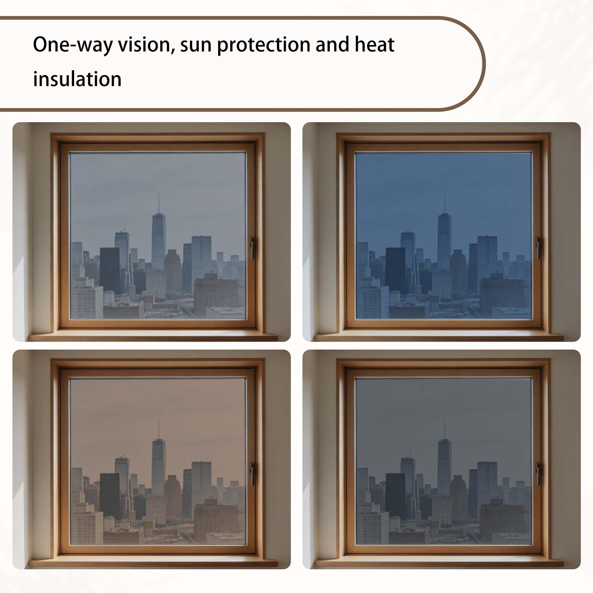 Fensterfolie Spiegelfolie 130 x 160 cm UV Schutz Sichtschutzfolie Hitzeschutz Spiegelfolie Innen Oder Außen Ideal für Wohnzimmer Und Büro, Teesilber