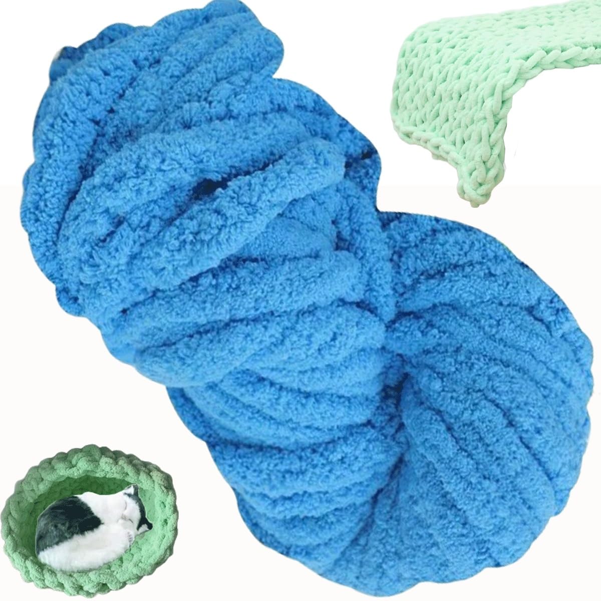 Chunky Wool Yarn 250g × 1,2,5,10, Knitting Wool Yarn Coarse Yarn Knitting Yarn for Crochet, 2cm Soft Chunky Yarn for Yarn Projects Making Bags Hats Blankets Pillow Cushion Cat Bed(21#,1 roll(250g))