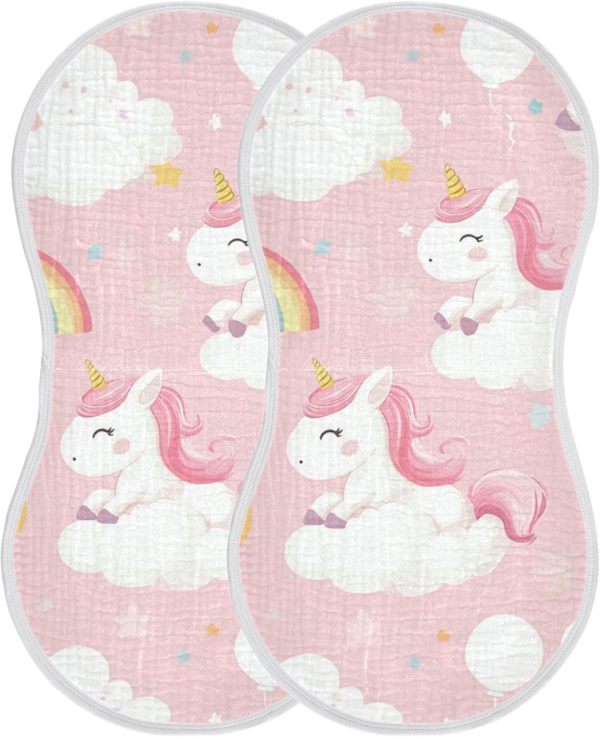 Kawaii Unicorns Rainbow Burp Cloths Baby Boys Girls Absorbent Soft Cotton Burping Cloths Rags 4 Pack