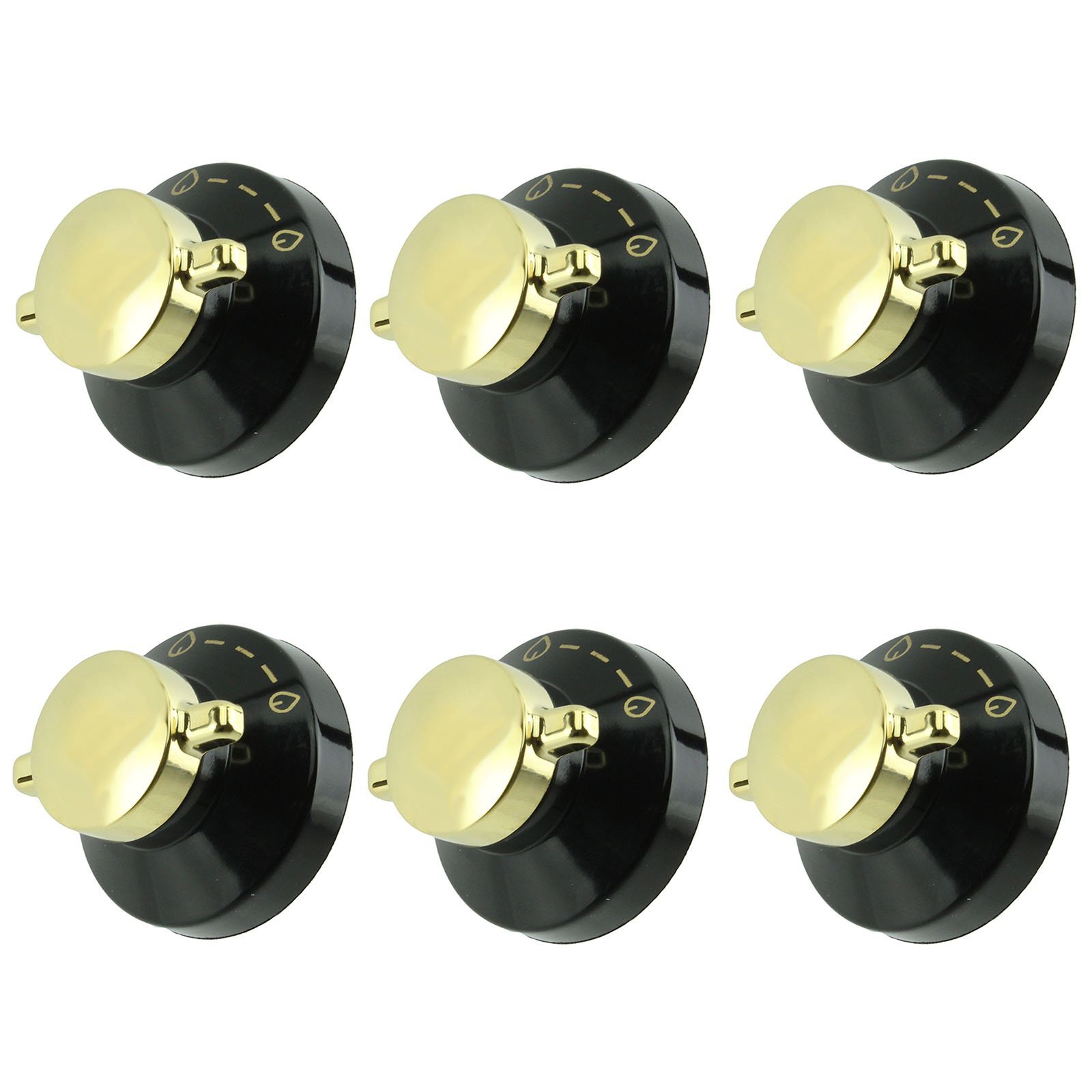 Diplomat Black/Gold Genuine Gas Oven/Cooker/Hob Flame Control Knob ( & Pack Of 6)