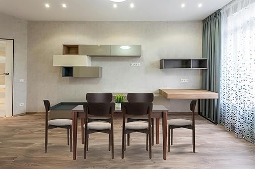 BISCHAIR - Juego de 6 sillas de comedor de madera tapizadas de mediados de siglo modernas para muebles de habitación con diseño ergonómico duradero
