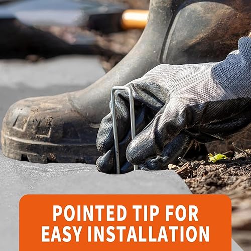 Miniatura 6 de Homestead Choice Grapas de paisaje galvanizadas de 6 pulgadas 100 estacas de jardín de metal para jardinería  Calibre 11 antioxidante resistente