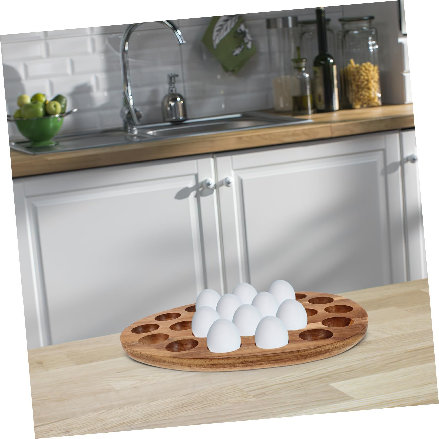 ABOOFAN Huevera De Madera Natural para Nevera 24 Compartimentos, Soporte Organizador para Huevos De Gallina, Bandeja Resistente para Almacenamiento Cocina y Refrigerador
