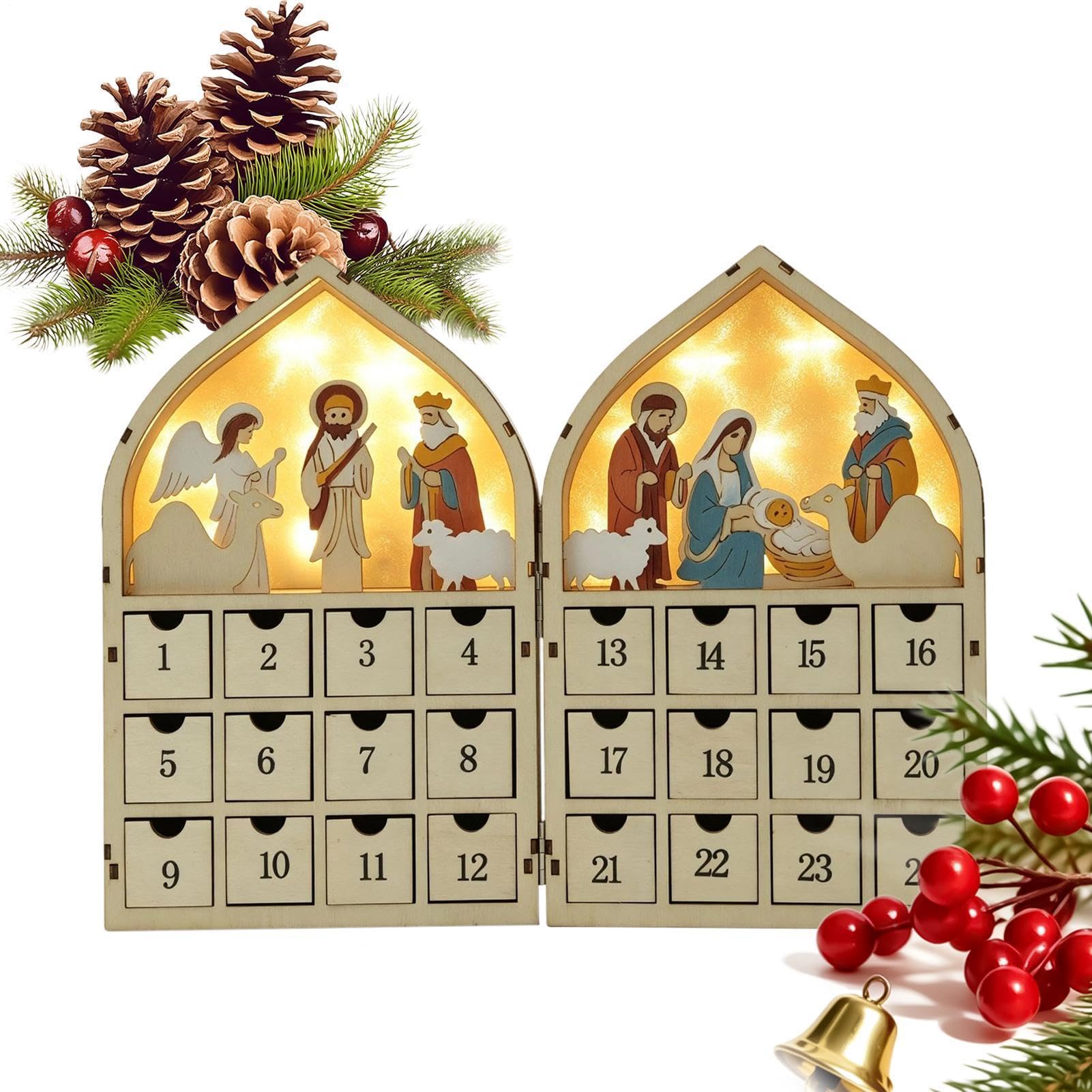 Calendario conto alla rovescia in legno 24 cassetti portacaramelle con