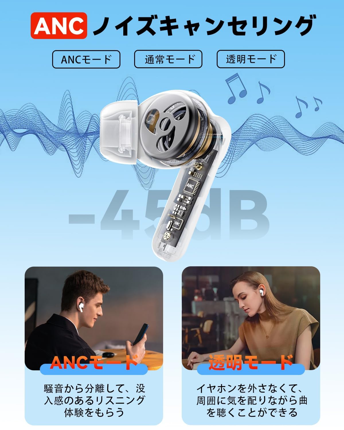 Amazon.co.jp: イヤホン Bluetooth ワイヤレスイヤホン 2つのシリコン