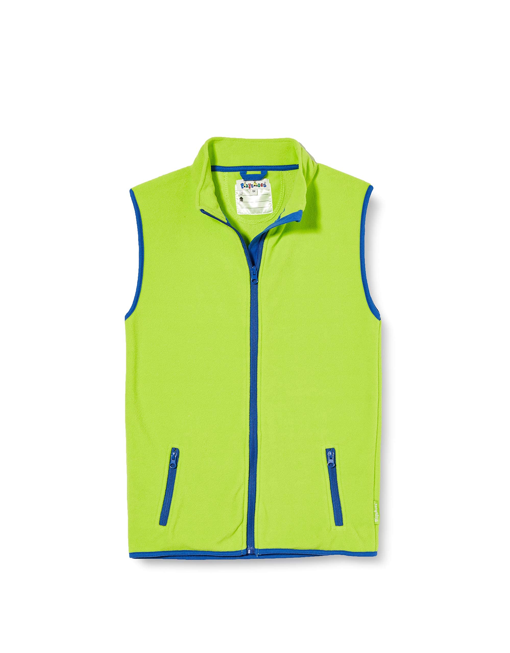 Playshoes Unisex Kid's Fleece Vest Coloured Offset Gilet, Green, 128