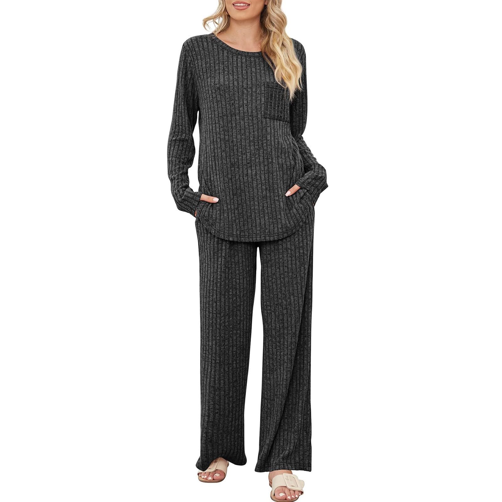 Lounge Set - Traje de punto para mujer (2 piezas, elástico)