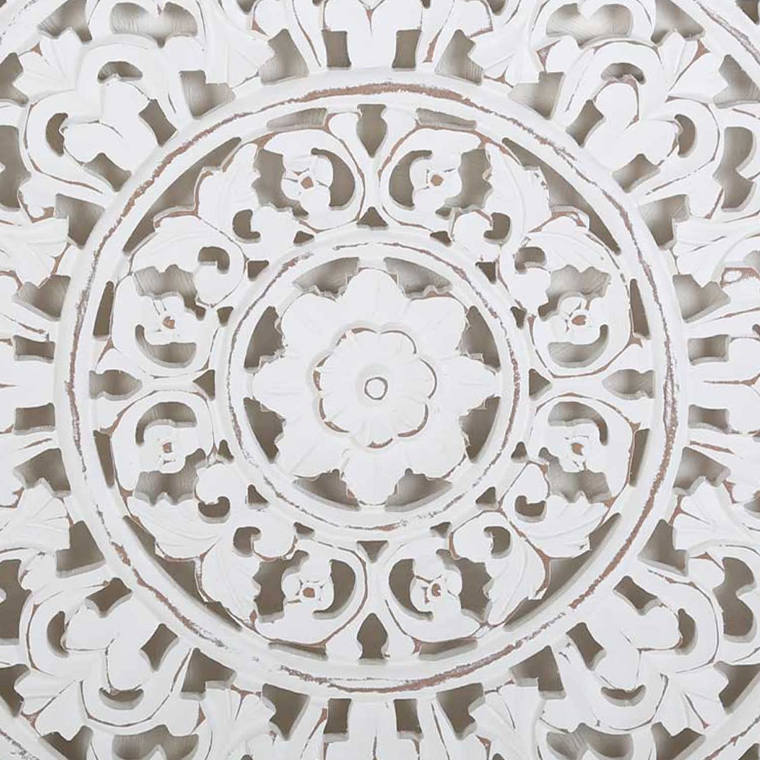 Casa Moro Mandala Wanddeko Nasha 55x55 cm Shabby Chic Weiß handgeschnitzte Wand-Dekoration Weihnachten Wandbild Ornament Fensterdeko MD1090