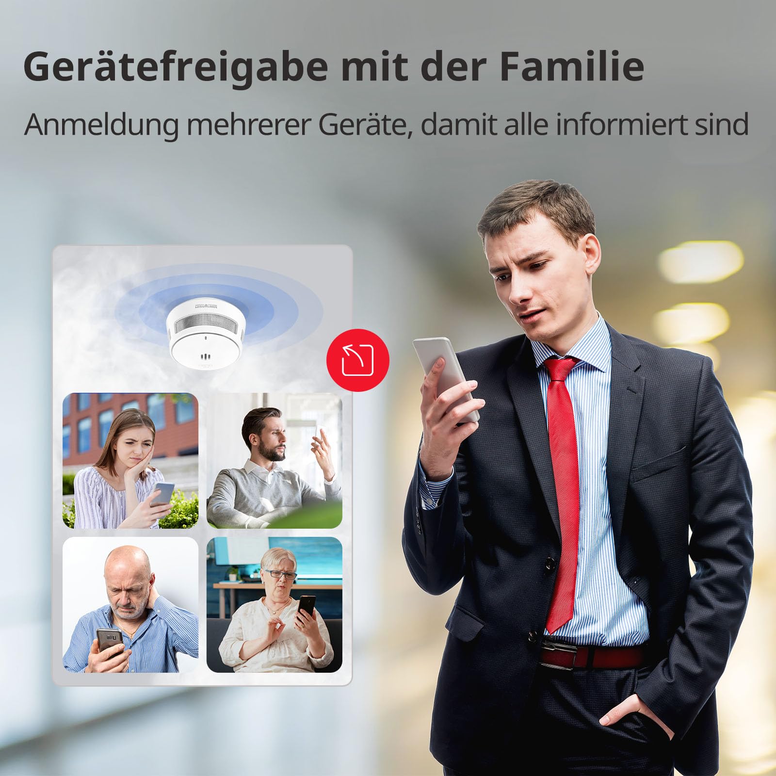 Wisualarm Rauchmelder Vernetzt mit Basisstation (10er Set + 1 Gateway + 10 Magnetpads), Intelligenter Feuermelder mit App für Haus & Büro, 10-Jahres-Batterie, DIN EN 14604 Zertifiziert