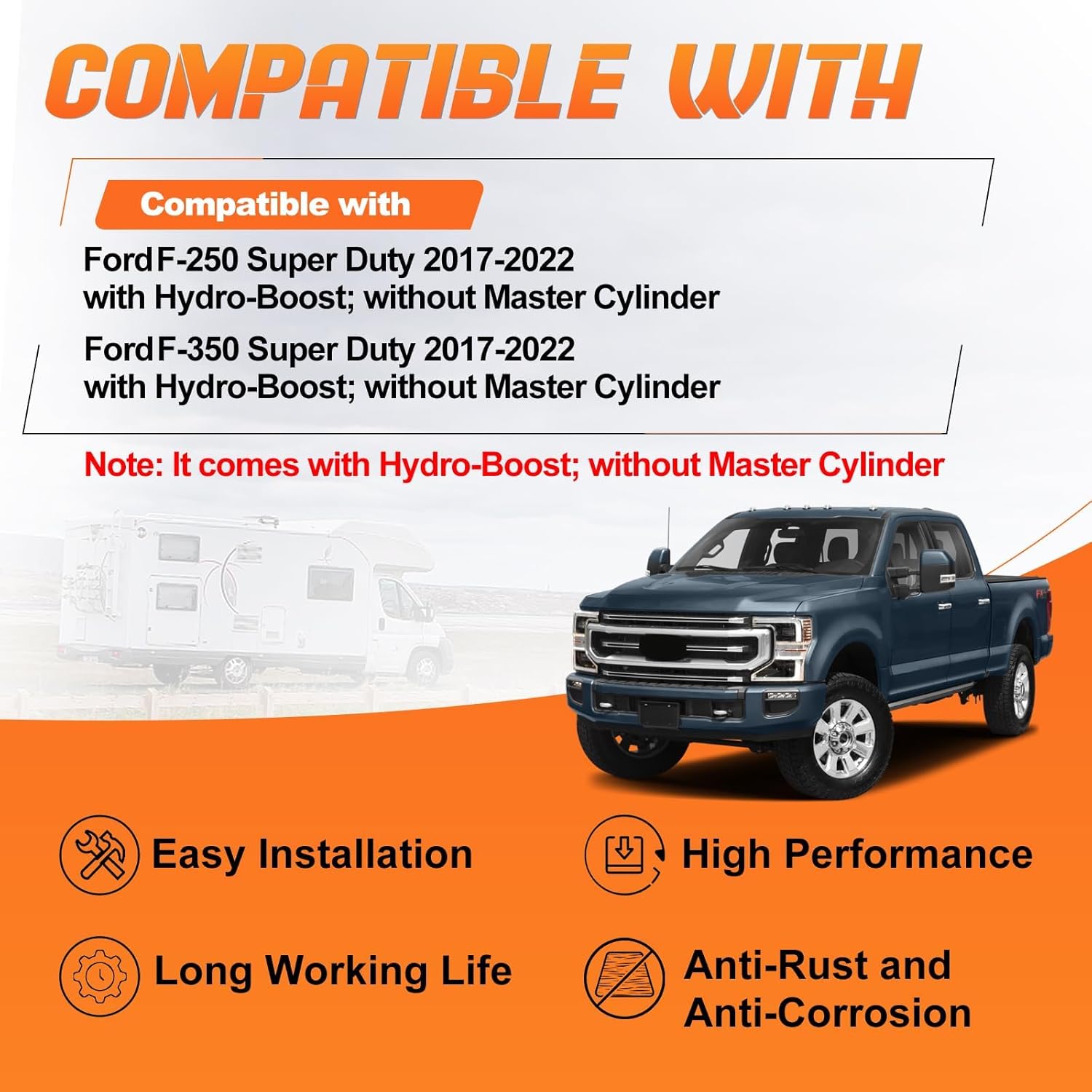 52-8001 Hydraulic Power Brake Booster Fit for Ford F-250 Super Duty 2017-2022, F-350 Super Duty 2017-2022, Replace OE HC3Z2005C