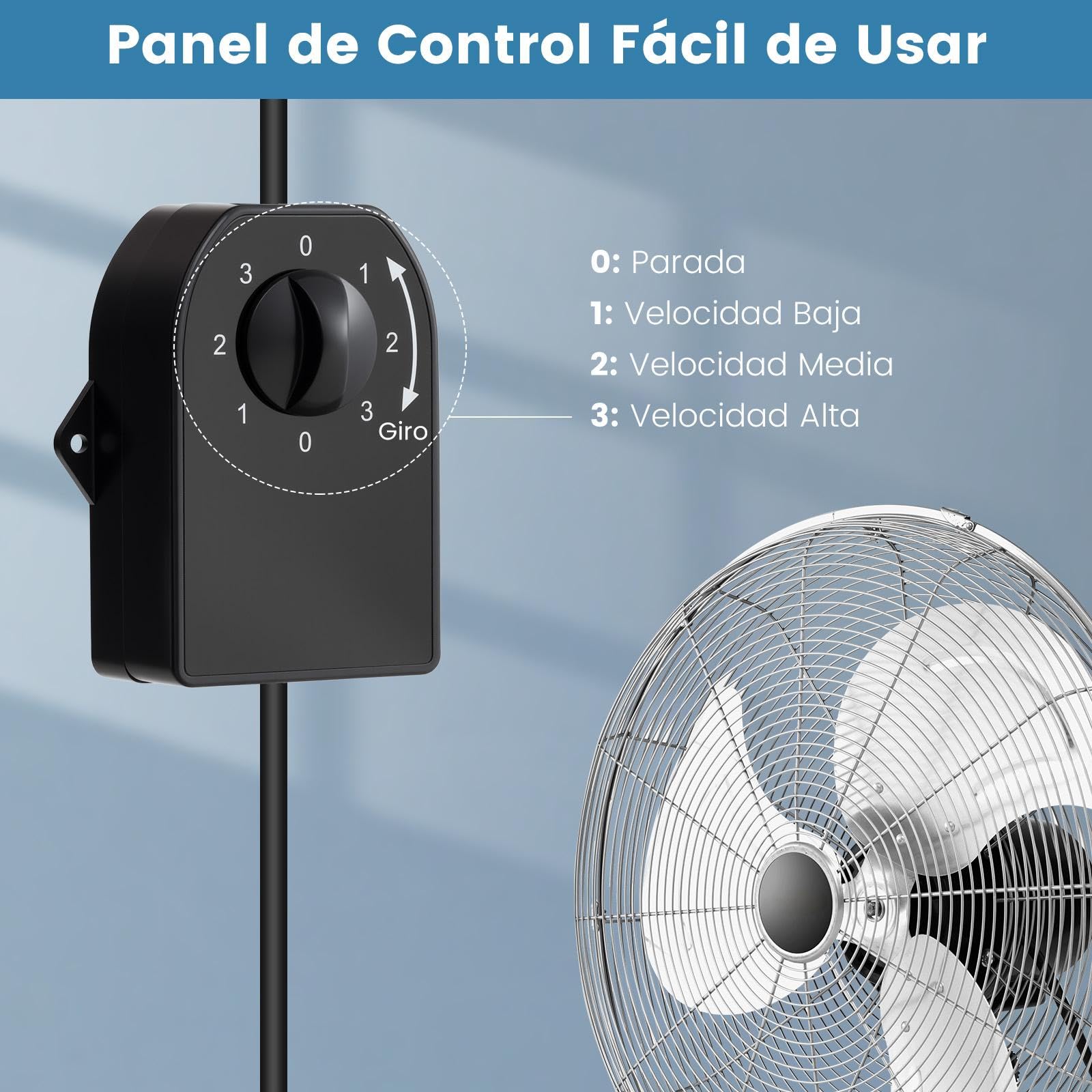 RELAX4LIFE Ventilador de Pared Ø56cm con 3 Velocidades, Rotación Horizontal 85° y Vertical 30°, Ventilador Industrial Oscilante 120W con Marco Metal y Pala de Aluminio para Almacén/Fábricas (Plateado)