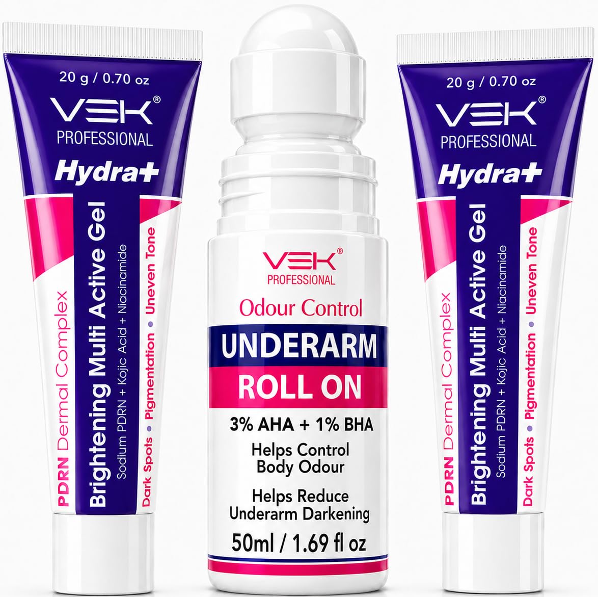 VSK Professional Underarm Roll On with 3% AHA + 1% BHA & Brightening Multi Active Gel with PDRN, Alpha Arbutin & Niacinamide | Helps Control Body Odour & Improve Appearance of Dark Underarms | 50ml + 40g-image-33