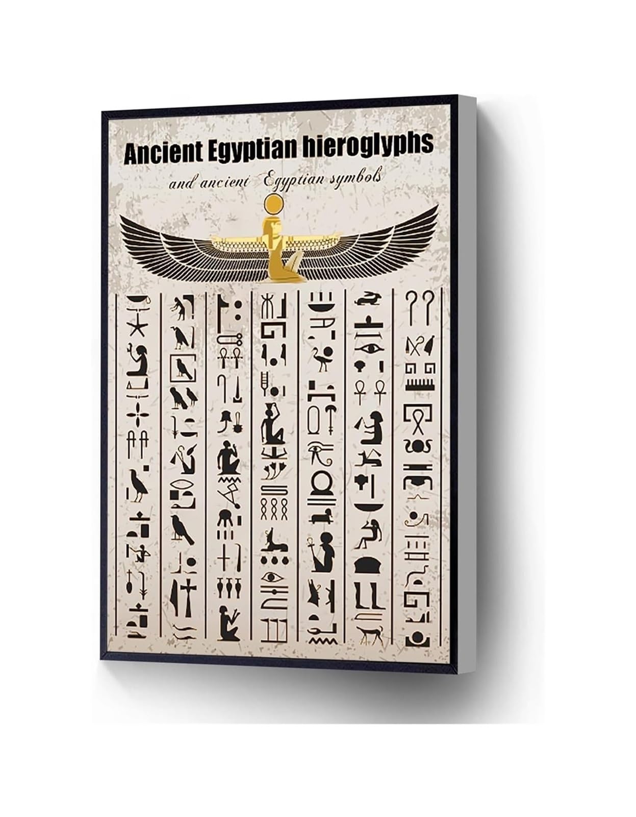 AUOQKQUT Egyptian Mythology and Symbols Canvas, Hieroglyphs Poster for Vintage Decor in Room Unframed,12x18inch(30x45cm)