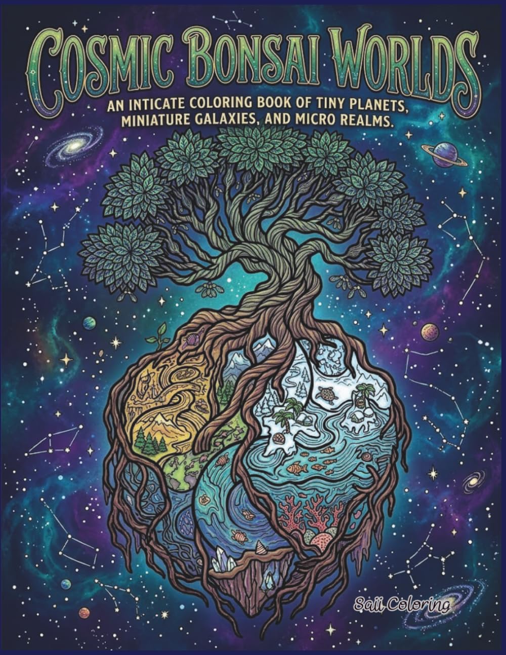 Cosmic Bonsai Worlds: A Mythical Coloring Book of Tiny Planets, Miniature Galaxies, and Micro Realms for Relaxation