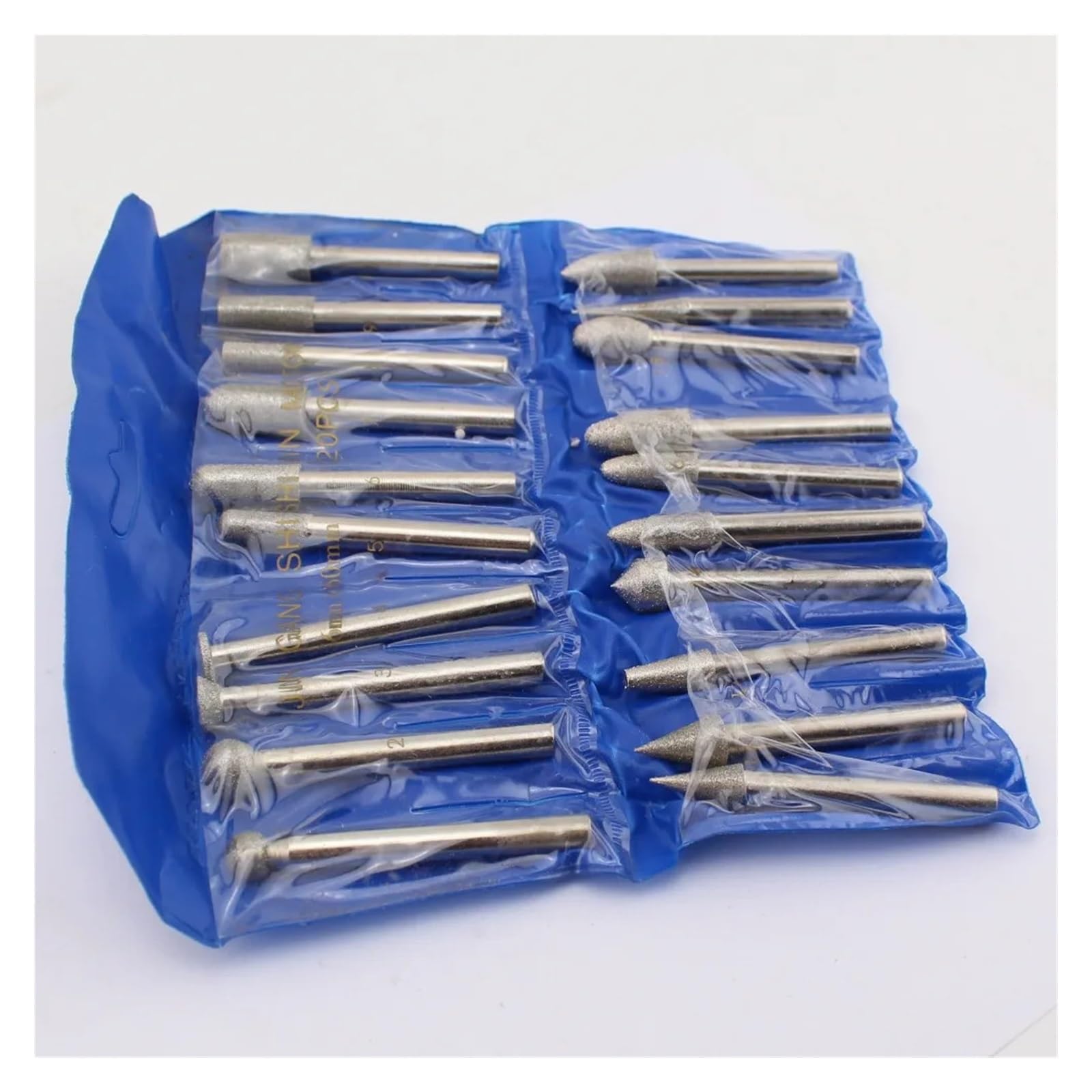 20 szt. diamentowych głowic szlifierskich z powłoką diamentową, wiertła obrotowe, końcówki szlifierskie, trzpień 6 mm, ziarnistość 120 narzędzi lapidarnych do kamieni szlachetnych