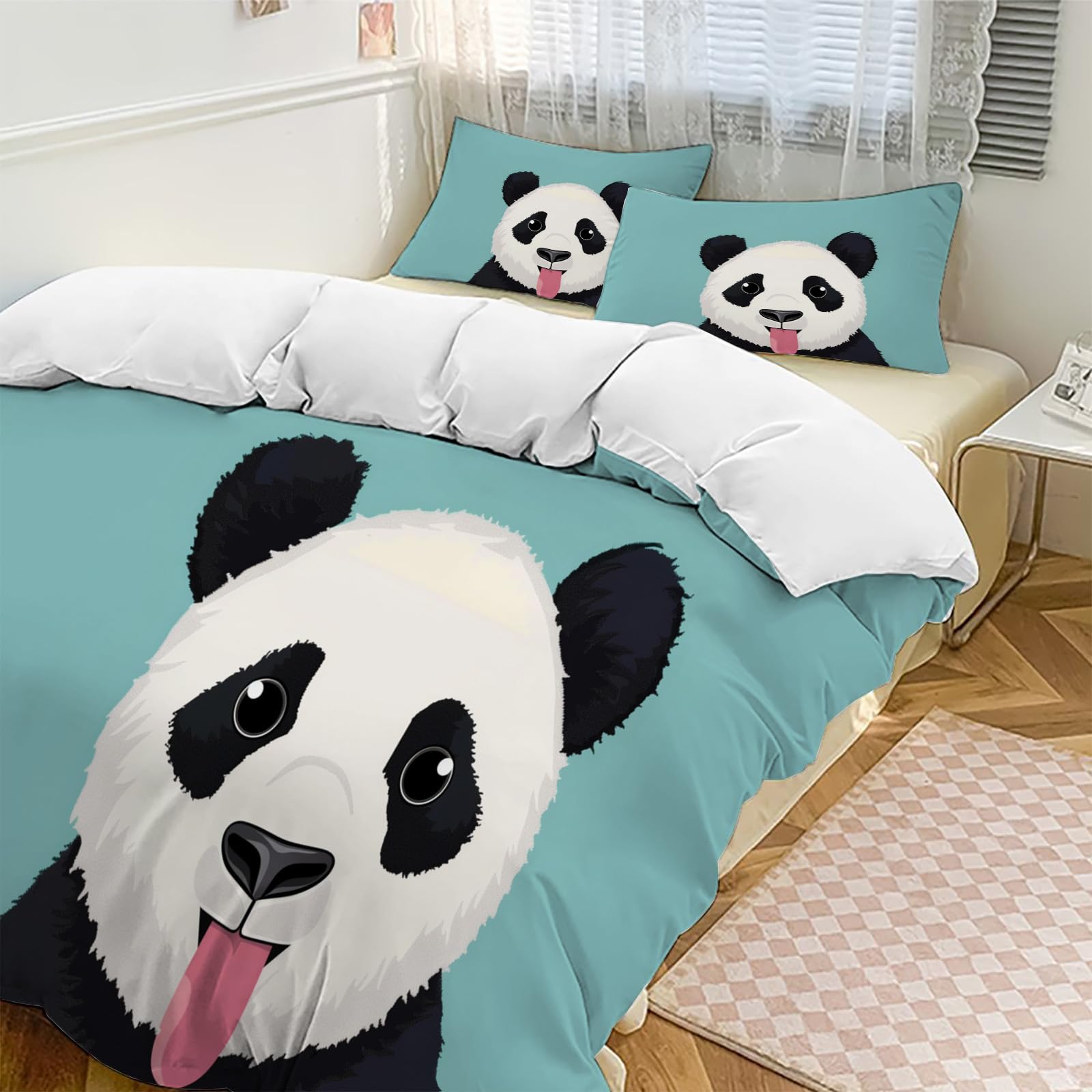 Housse de couette queen size panda imprimée pour linge de lit enfant et adulte