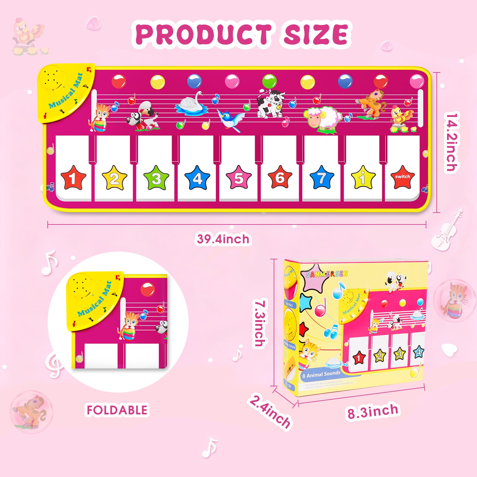 Floor Piano Mat, Toddler Girl Toys Musical Mat, 1 2 3 Year Old Girl Gifts — Amazon image 6