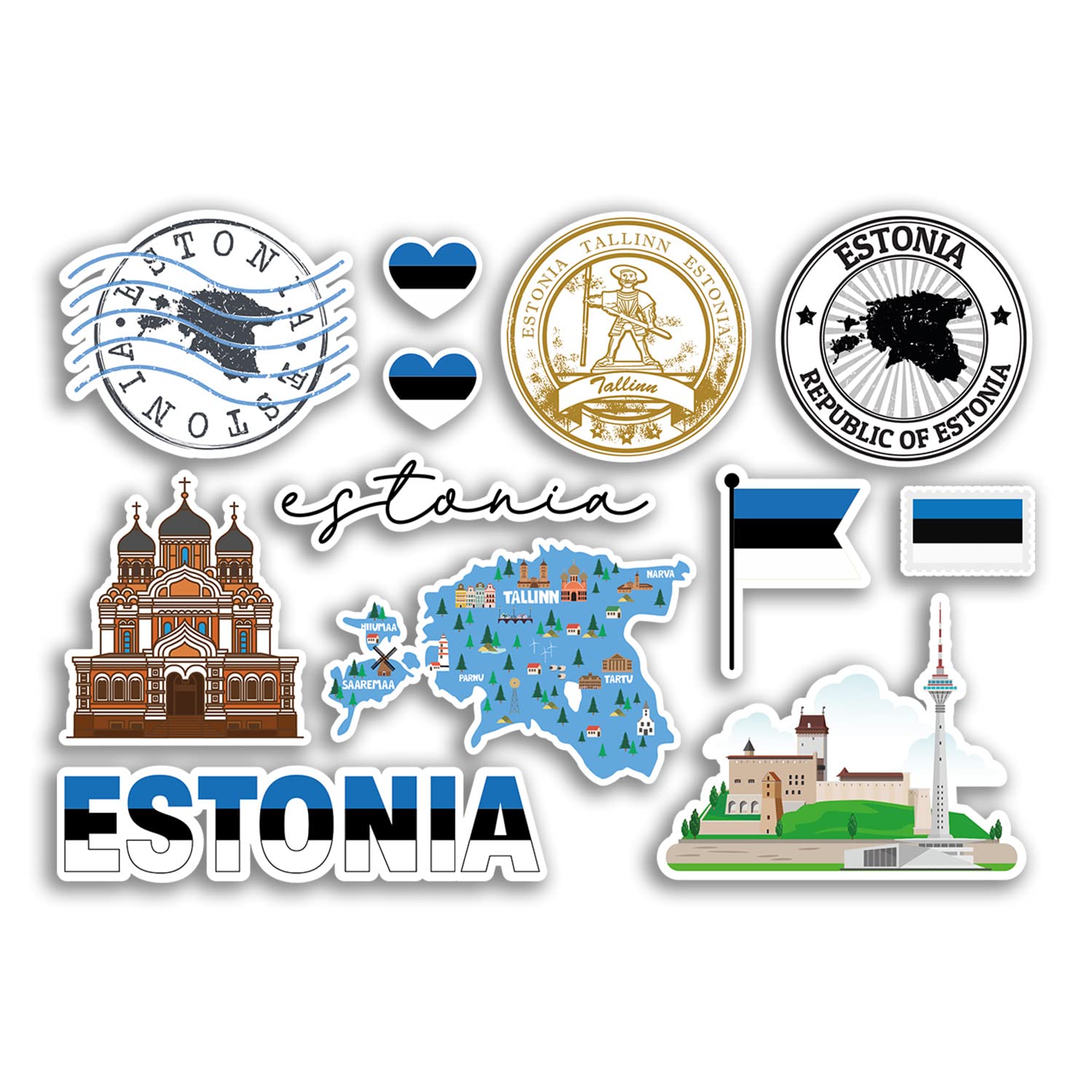 A5 Sticker Sheet Estonia Vinyl Stickers - Landmarks Culture Flag Country Holiday Map Travel #78488