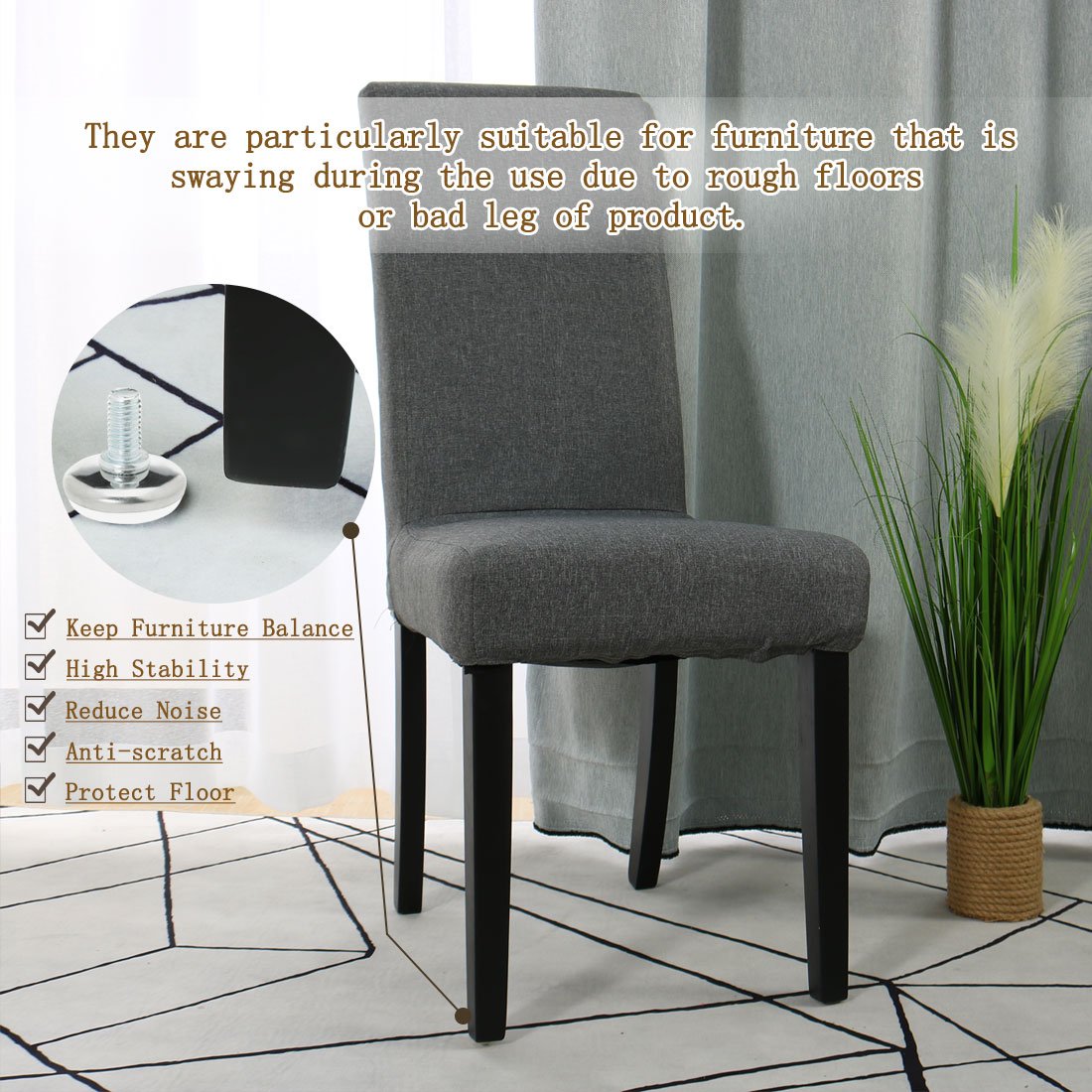 uxcell M8 x 13 x 30mm Screw on Furniture Glide Leveling Feet Adjustable Leveler Pad for Chair Industrial — view 6