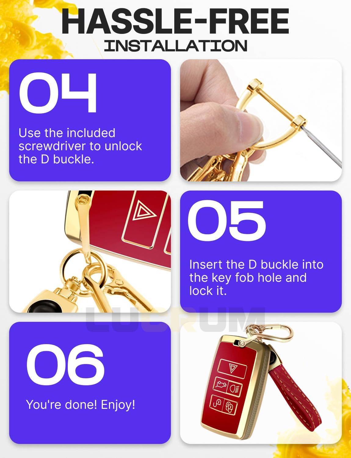 Lucrum Compatible with Range Rover and Jaguar Key Fob Cover & Keychain, TPU Keyfob Case for Land Rover Sport Evoque XE XJ XF - Image 7