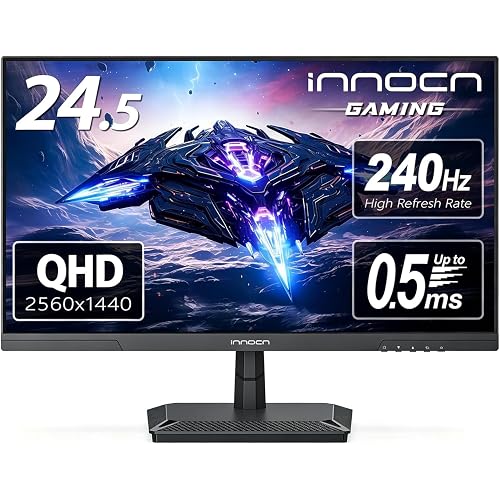 INNOCN 24.5 Inch Gaming Monitor 1440P 240Hz QHD 2K PC Desktop Gaming Screen Fast IPS HDMI 2.1 Display, DisplayPort, Built-in Speaker, 25G2S