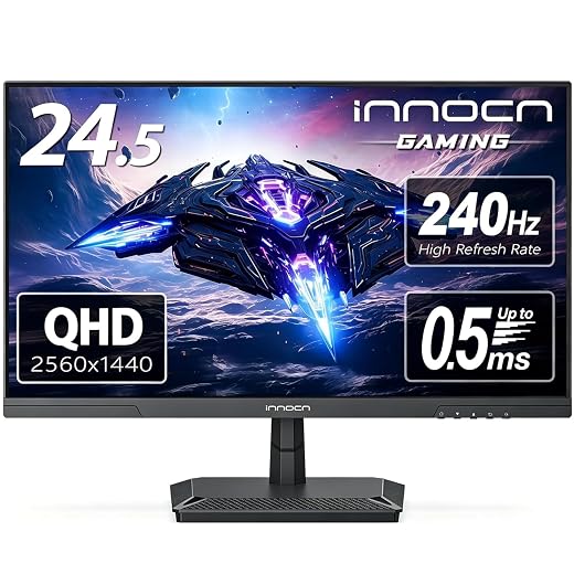 INNOCN 24.5" 1440P 240Hz Gaming Monitor Fast IPS HDMI 2.1, DP, Black, 25G2S