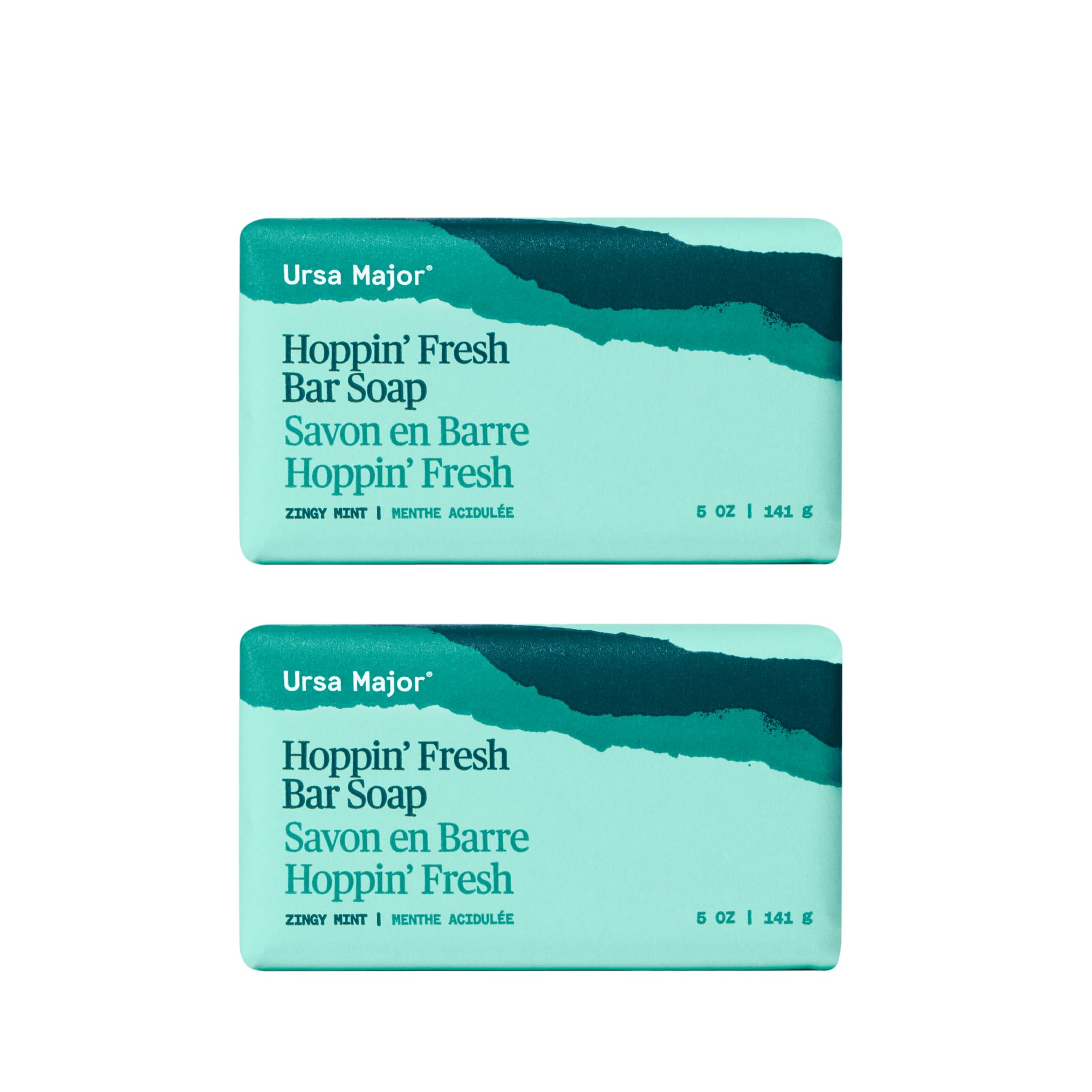 Ursa Major Hoppin' Fresh Bar Soap | Formerly Known As Morning Mojo Bar Soap | Natural, Exfoliating Soap with Peppermint, Eucalyptus and Rosemary | Formulated for Men and Women | 5 ounces | 2-Pack
