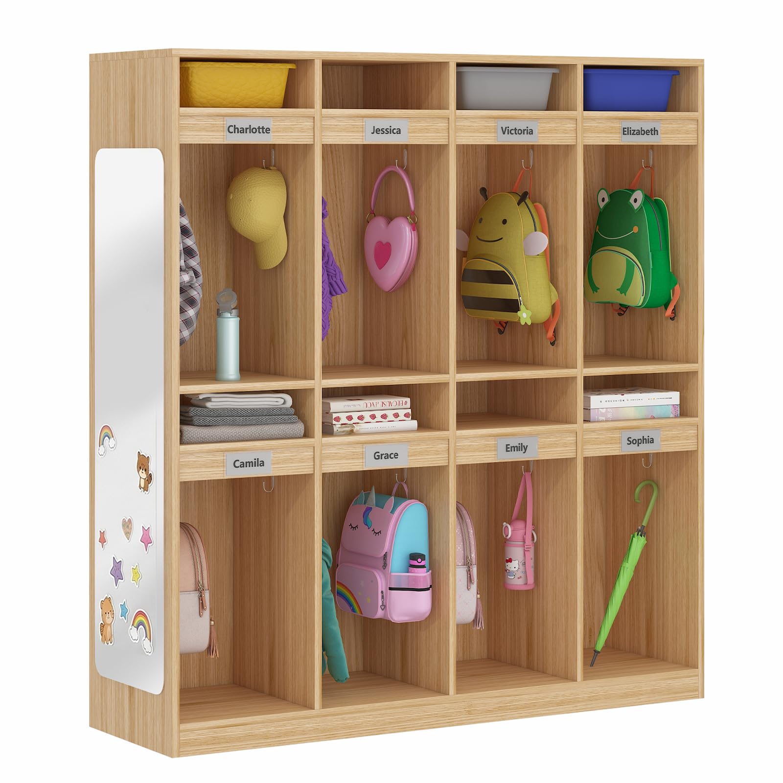 Kikihouse 8-Section Classroom Coat Locker with 8 Cubbies