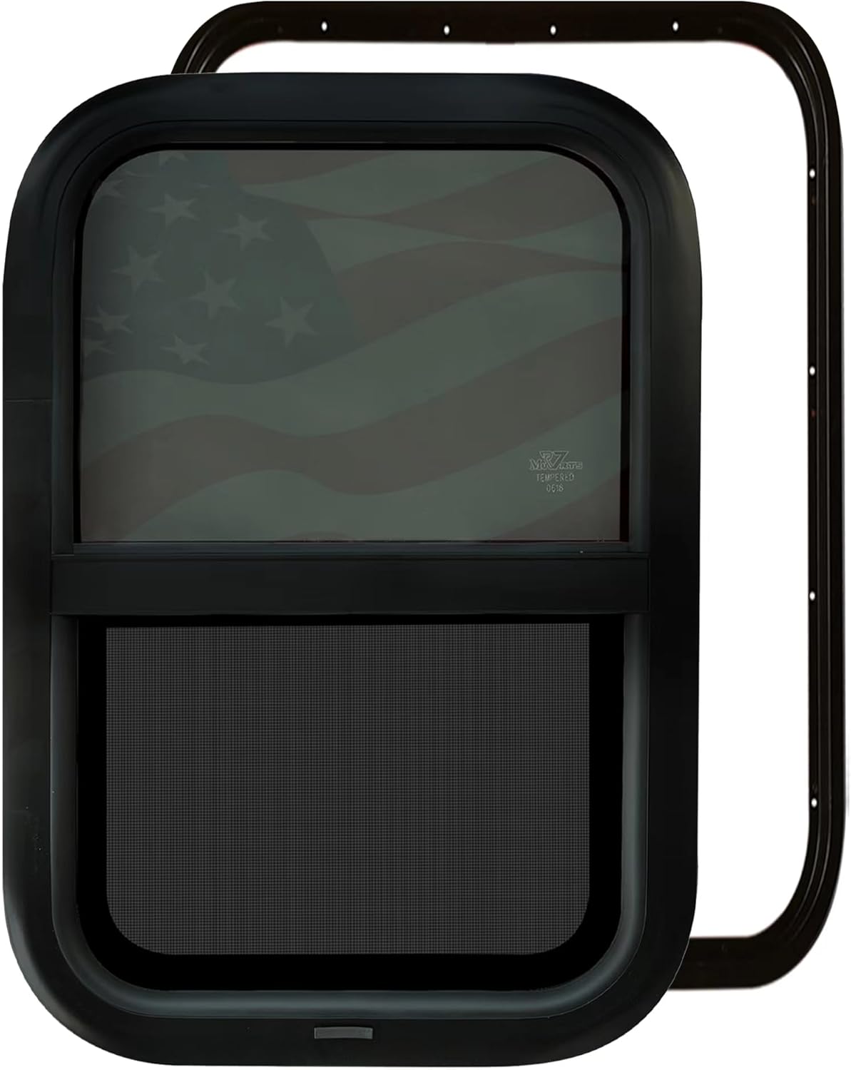 Aucuda RV Vertical Sliding Window 15"x22" DOT Certified - Shatterproof Tempered Glass with Screen & Trim Kit, 1-3/4" Wall Fit for Teardrop Camper, Cargo Travel Trailer (Easy Install, Heat Insulation)