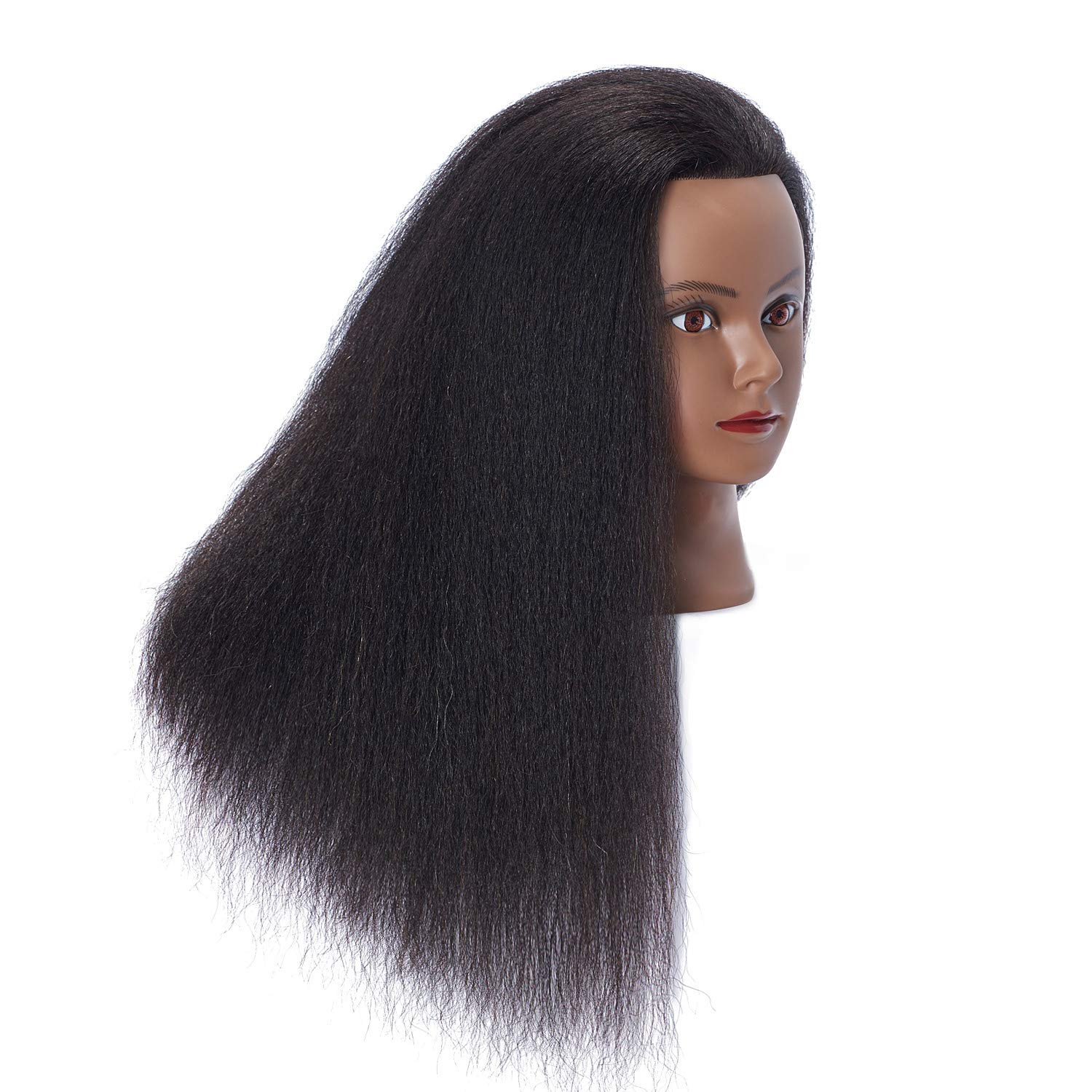 100% Real Hair Afro Mannequin Head Hairdresser Hair Styling Training Head Dolls for Cosmetology Manikin Maniquins Practice Head with Stand (6611B0216)