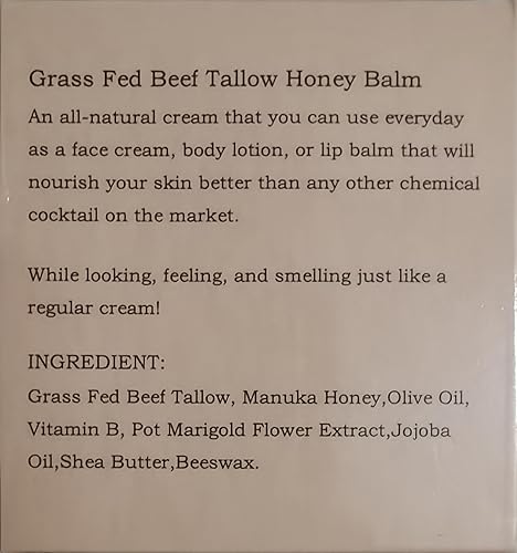 Miniatura 6 de Bálsamo de miel de sarga de ternera con sebo de res alimentado con pasto, miel de manuka, aceite de oliva, hidratante facial y corporal natural