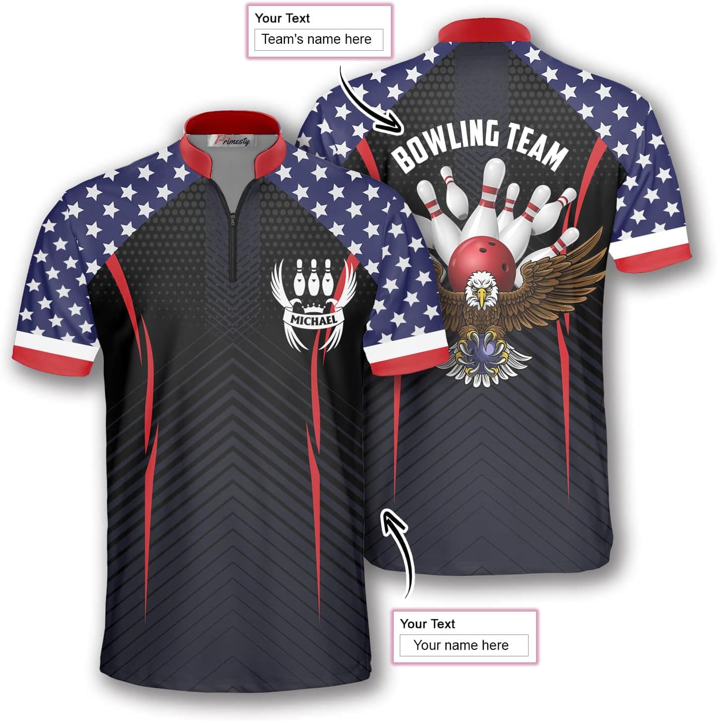 PRIMESTY Custom Men's Bowling Sublimation Printed Jerseys, Lightweight & Quick-Dry Material, Size S-5XL