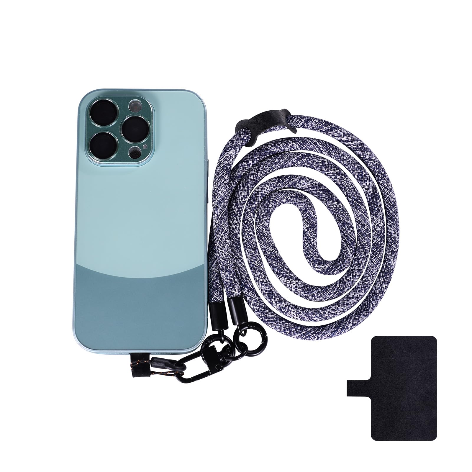 Kader Universal Cell Phone Lanyards, Multifuctional Colorful Neck Strap Phone Wrist Lanyard with 1Pcs Phone Patch Tether Tab for Most Smartphones (Long, Black)